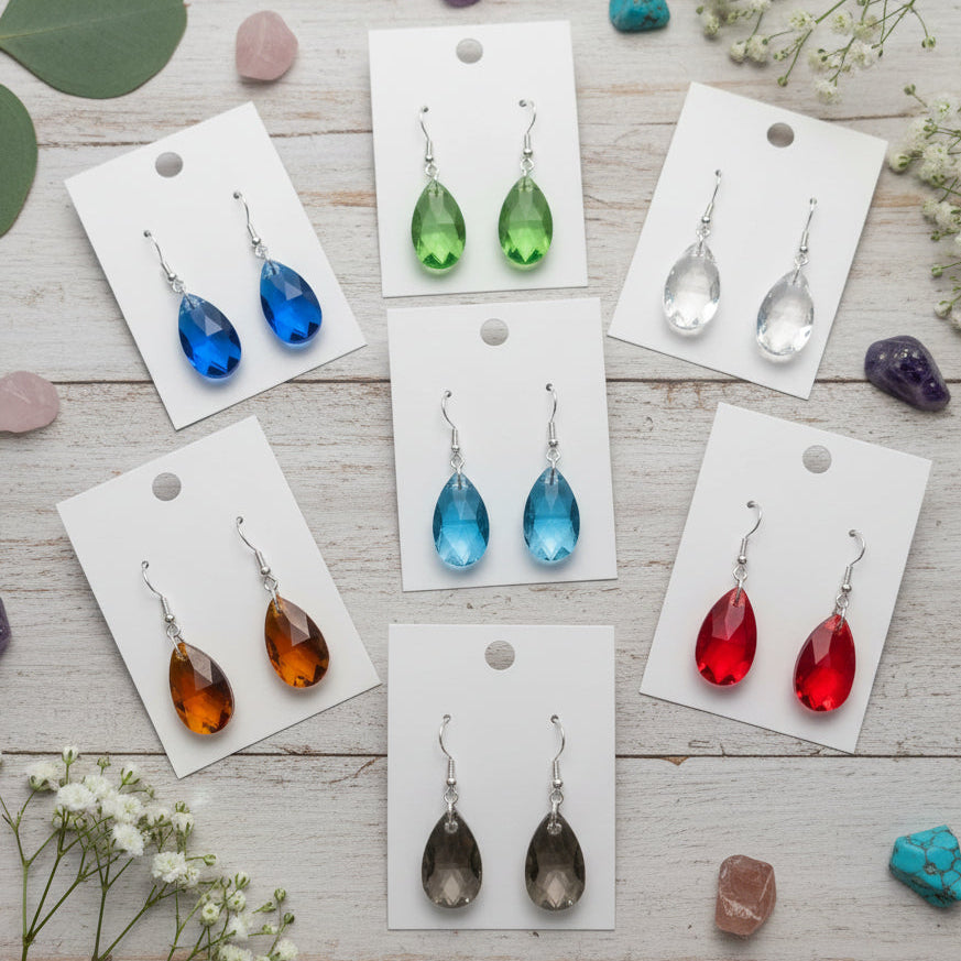 Glass Teardrop Dangle Earrings
