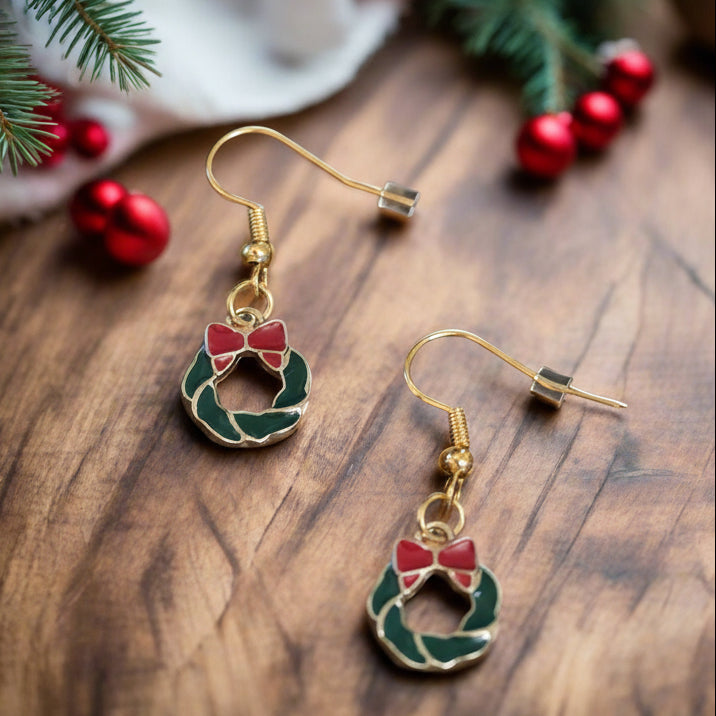 Christmas Wreath Dangle Earrings