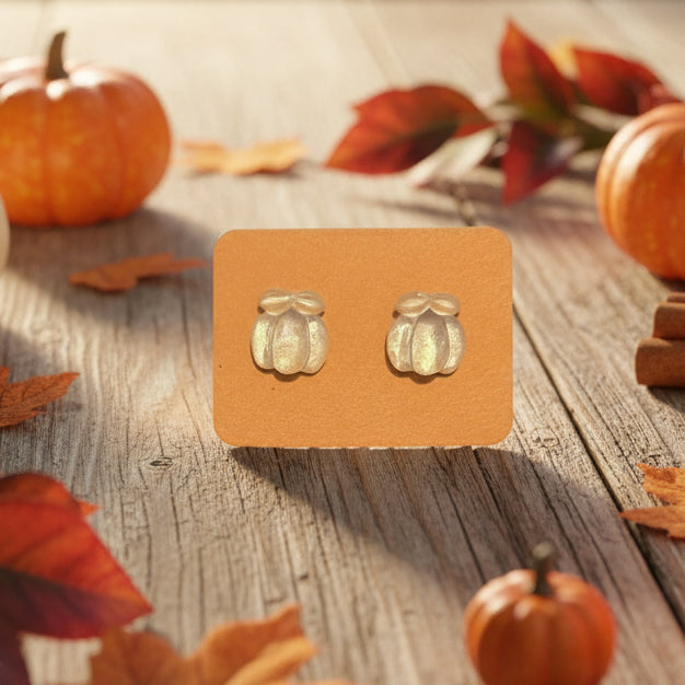 Pearly Pumpkin Earrings (9mm)