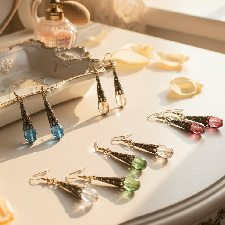 Imitation Gemstone Teardrop Dangle Earrings