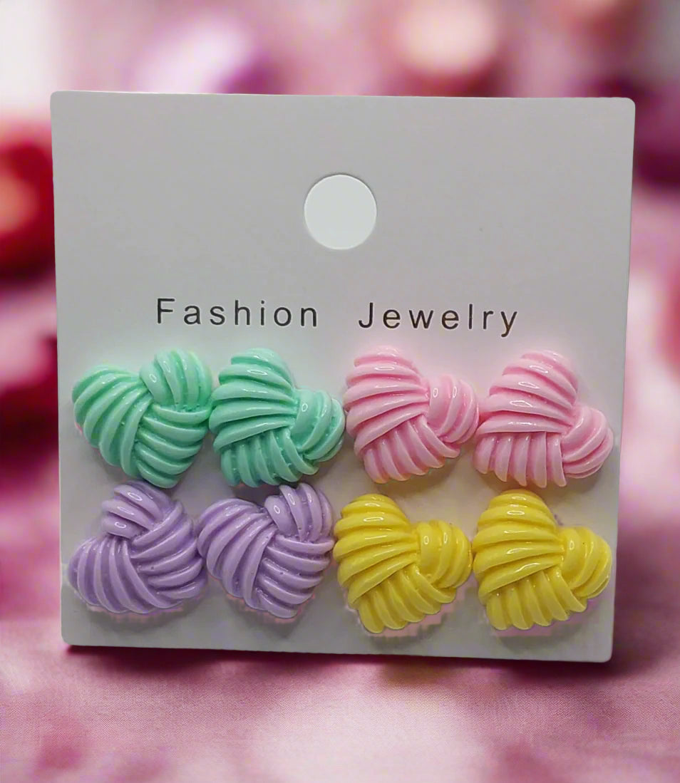 Knotted Hearts Earring Set