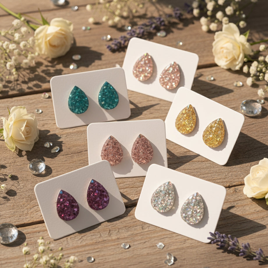 Sparkle Teardrop Earrings (14mm)