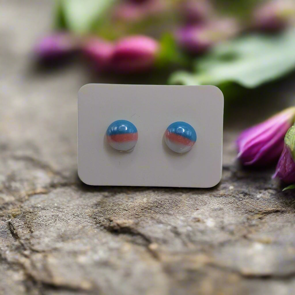 Pastel Stripes Glass Earrings (7mm)