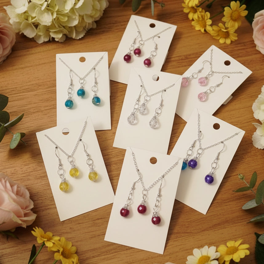 Glass Bead Necklace & Earring Set