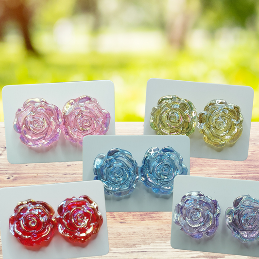 Iridescent Rose Earrings (16mm)