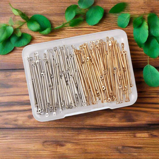 100pcs Brass Bar Links , 5 Sizes Connector Rods