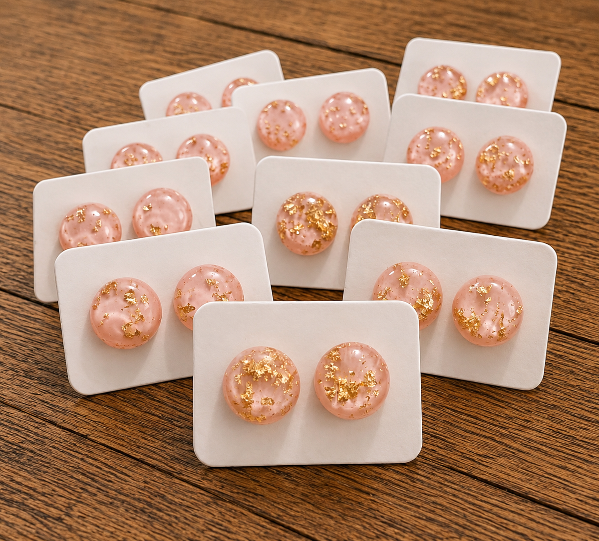 Pink & Gold Foil Earrings (12mm)