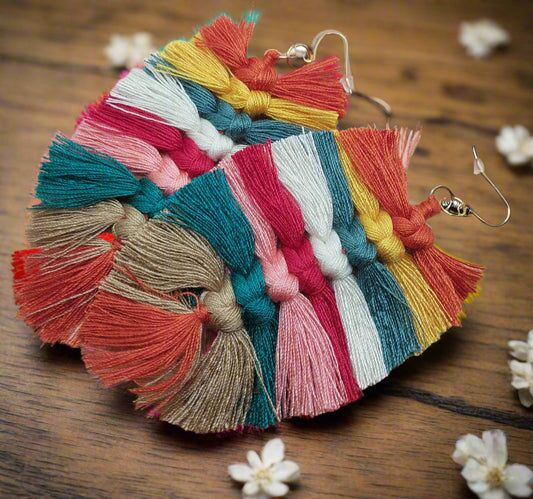 Colorful Big Tassel Earrings