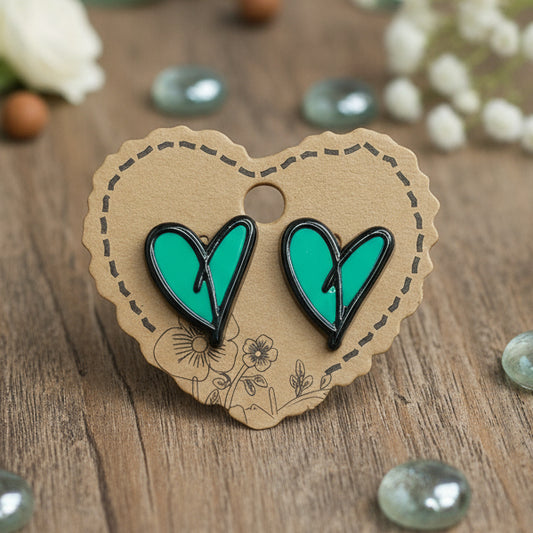 Green Acrylic Heart Earrings (18mm)