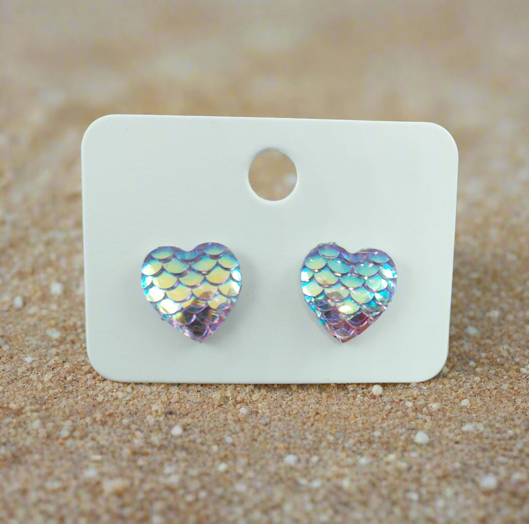 Mermaid Scale Heart Earrings