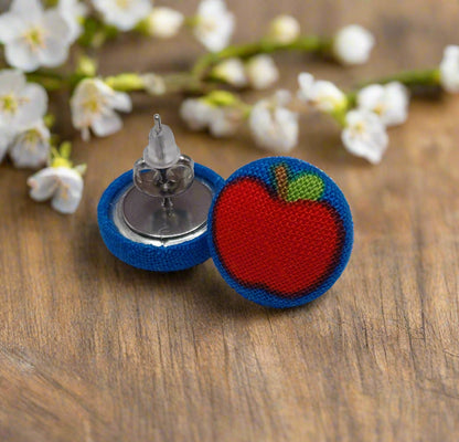 Apple Fabric Button Earrings