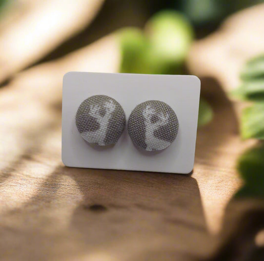 Deer Fabric Button Earrings