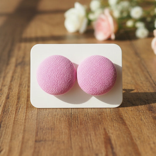 Pink Ombre Fabric Button Earrings (16mm)