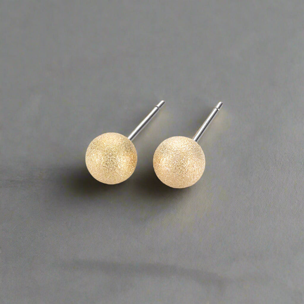 Frosted Gold Ball Stud Earrings, Pack of 50 pair