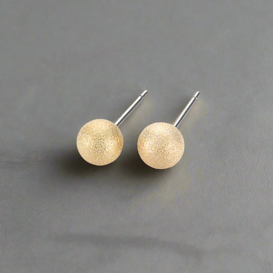 Frosted Gold Ball Stud Earrings, Pack of 50 pair