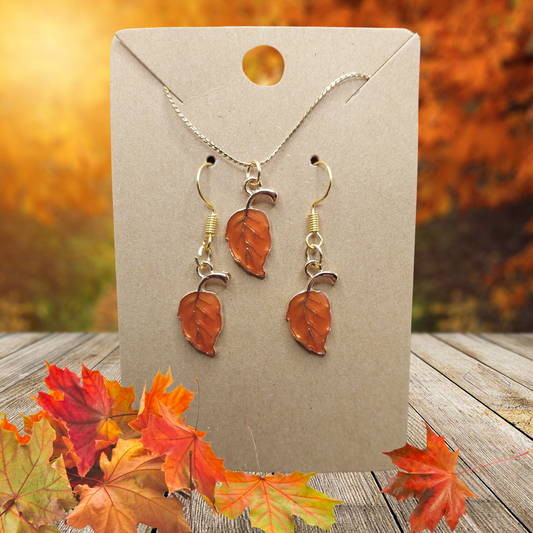 Autumn Leaf Necklace & Earring Set