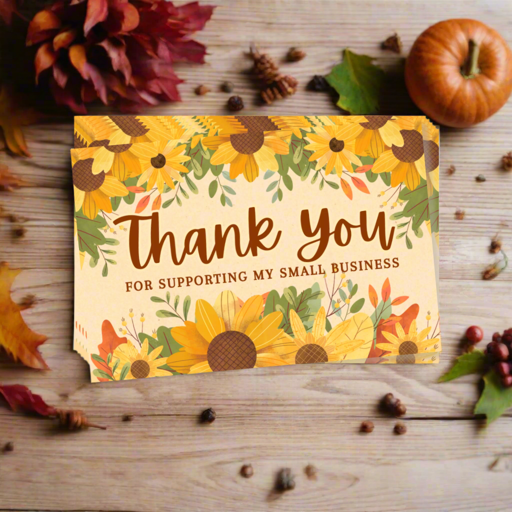 Autumn Themed Thank You for Supporting My Small Business Cards (Pack of 10)