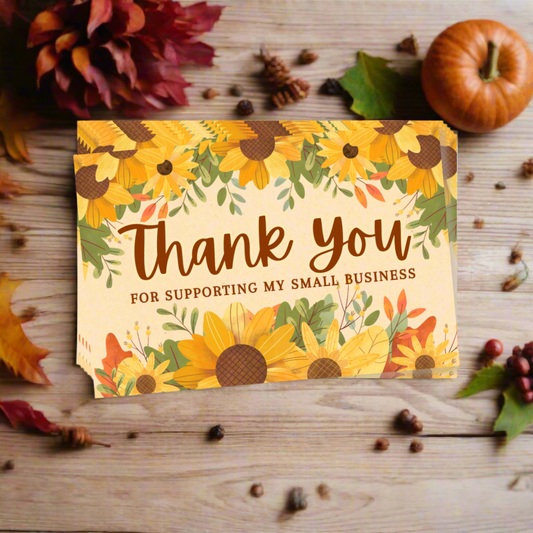 Autumn Themed Thank You for Supporting My Small Business Cards (Pack of 10)