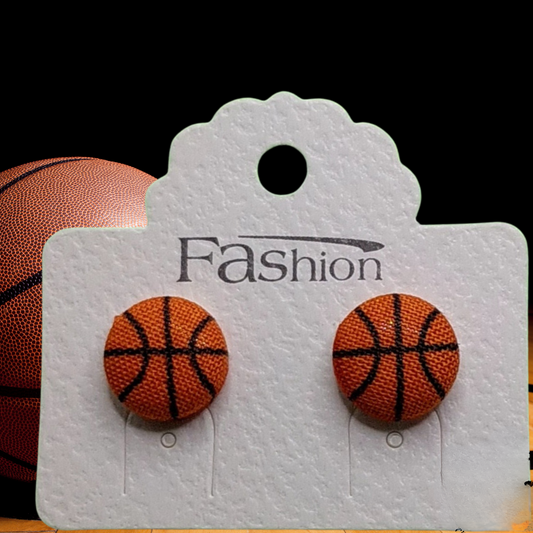 Basketball Fabric Button Stud Earrings (13mm)