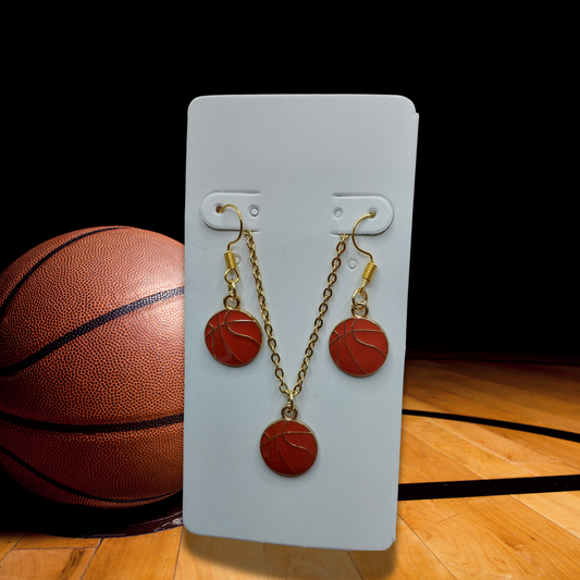 Basketball Necklace & Earring Set