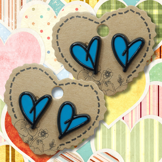 Blue Acrylic Heart Earrings