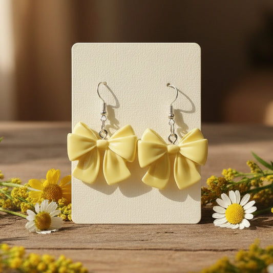 Yellow Bow Dangle Earrings