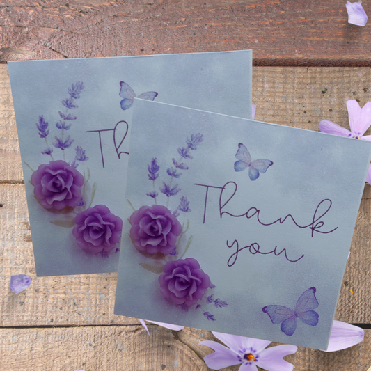 Butterflies - Thank You Card with 12mm Purple Flower Earrings