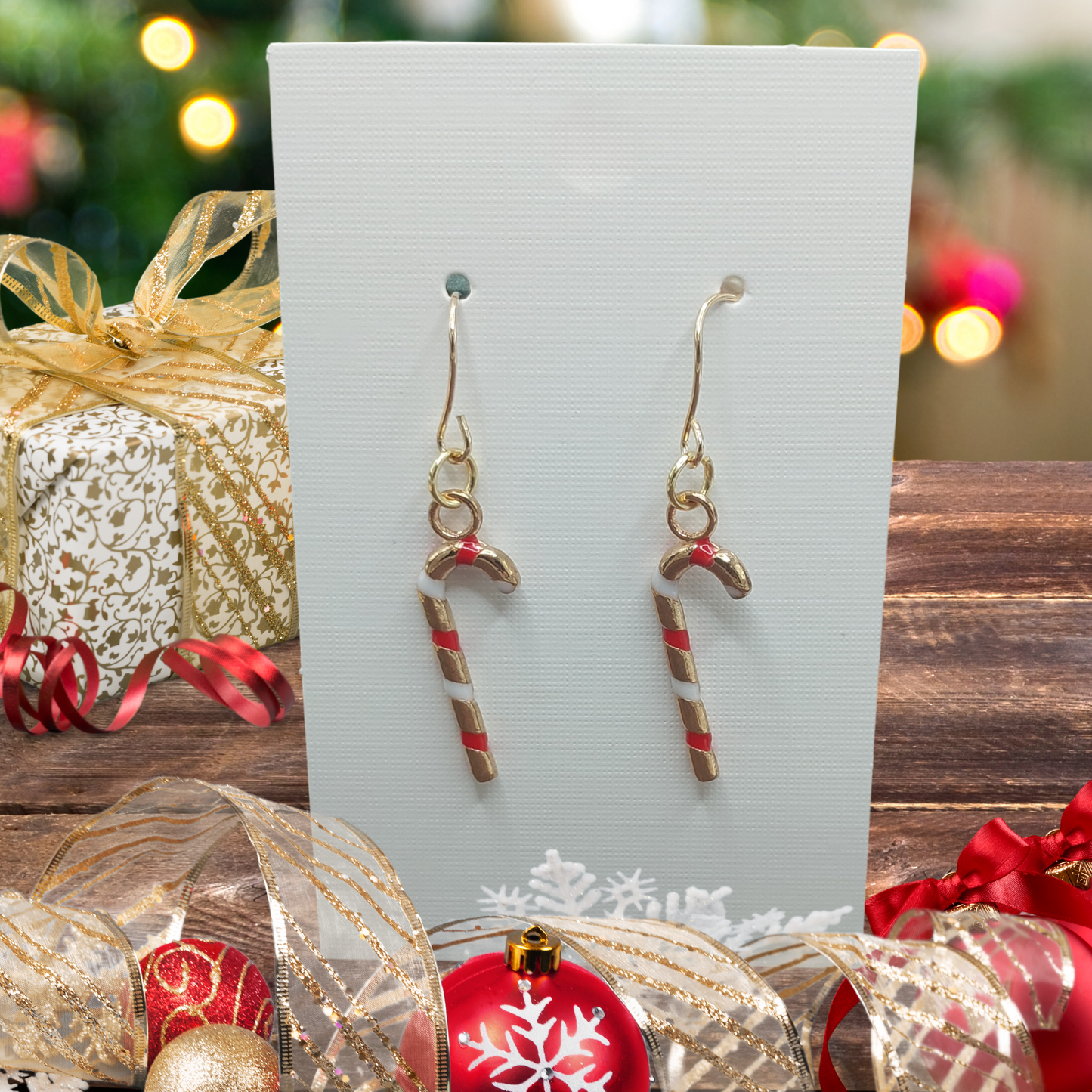 Candy Cane Dangle Earrings