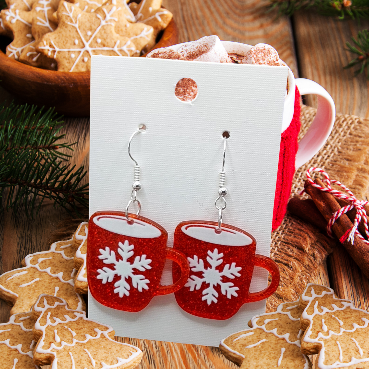 Christmas Cocoa Dangle Earrings