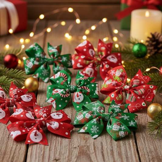 Christmas Themed Hair Bows with Alligator Clip