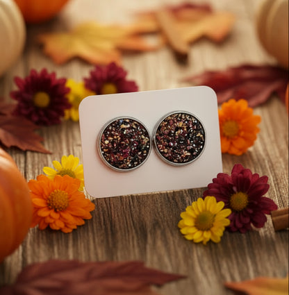 Copper Sparkle Imitation Druzy Earrings (14mm)