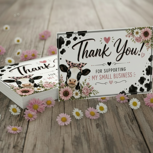 Cow, Thank You for Supporting My Small Business Cards