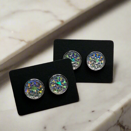 Crystal Diamond Pattern Earrings (12mm)