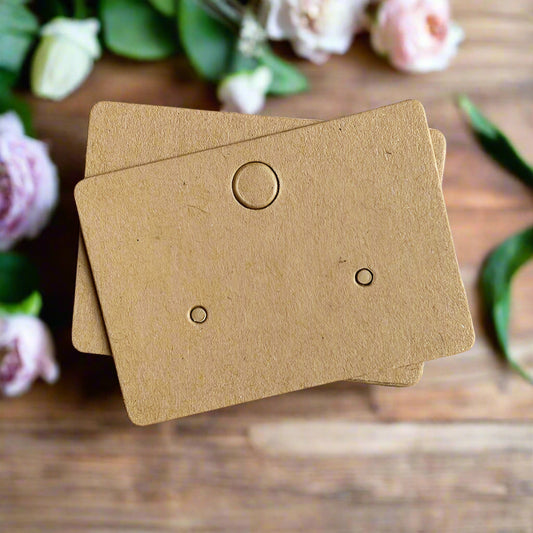 Earring Cards - Kraft - 1.76in x 1.26in, Pack of 50