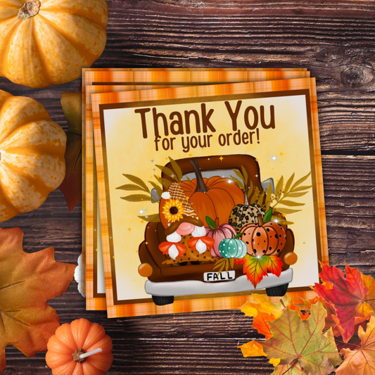 Fall Truck with Pumpkins & Gnome Thank You For Your Order Cards