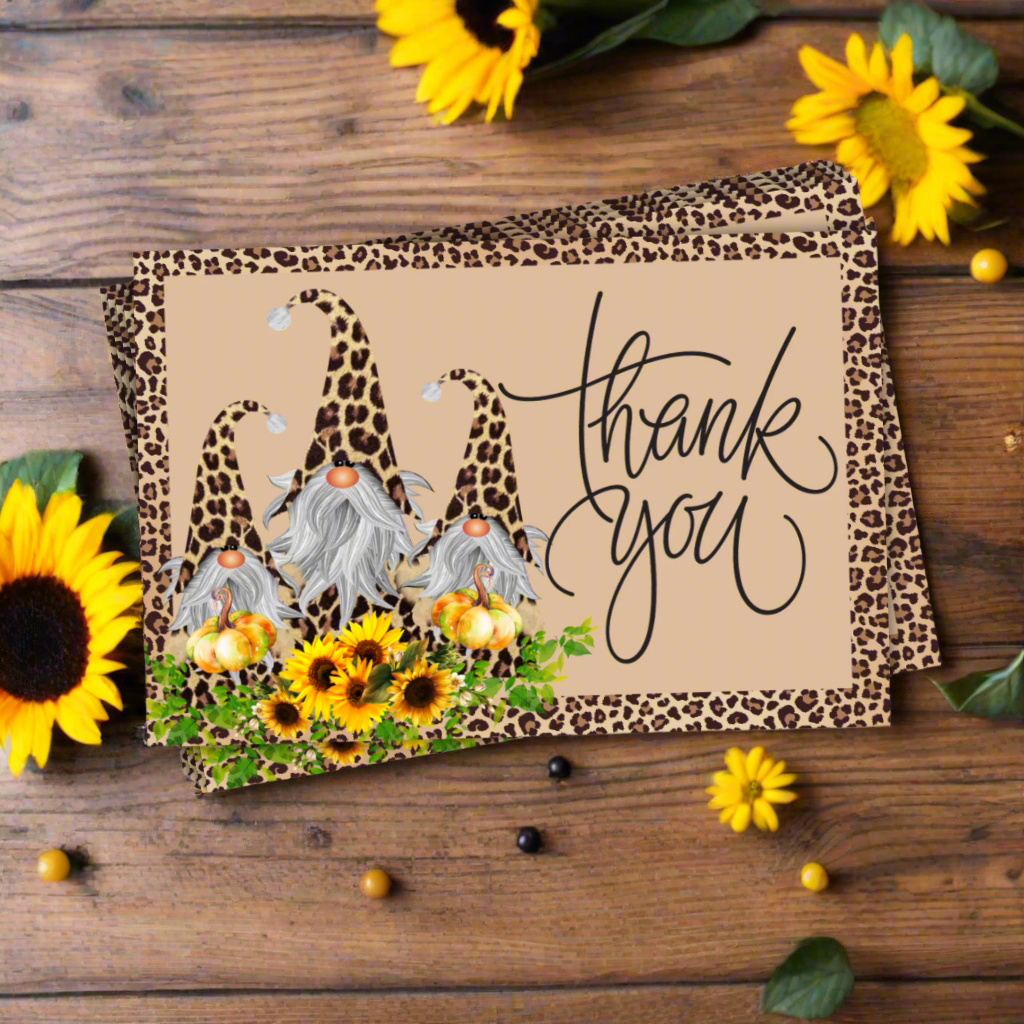 Leopard Gnomes Thank You Cards