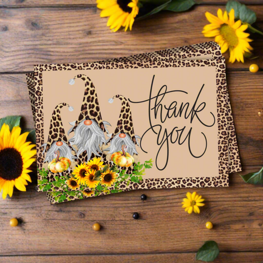 Leopard Gnomes Thank You Cards