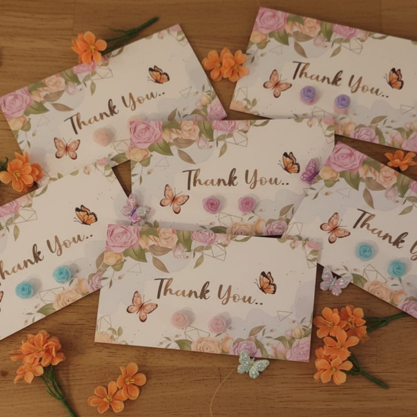 Floral Thank You Card with 8mm Flower Earrings