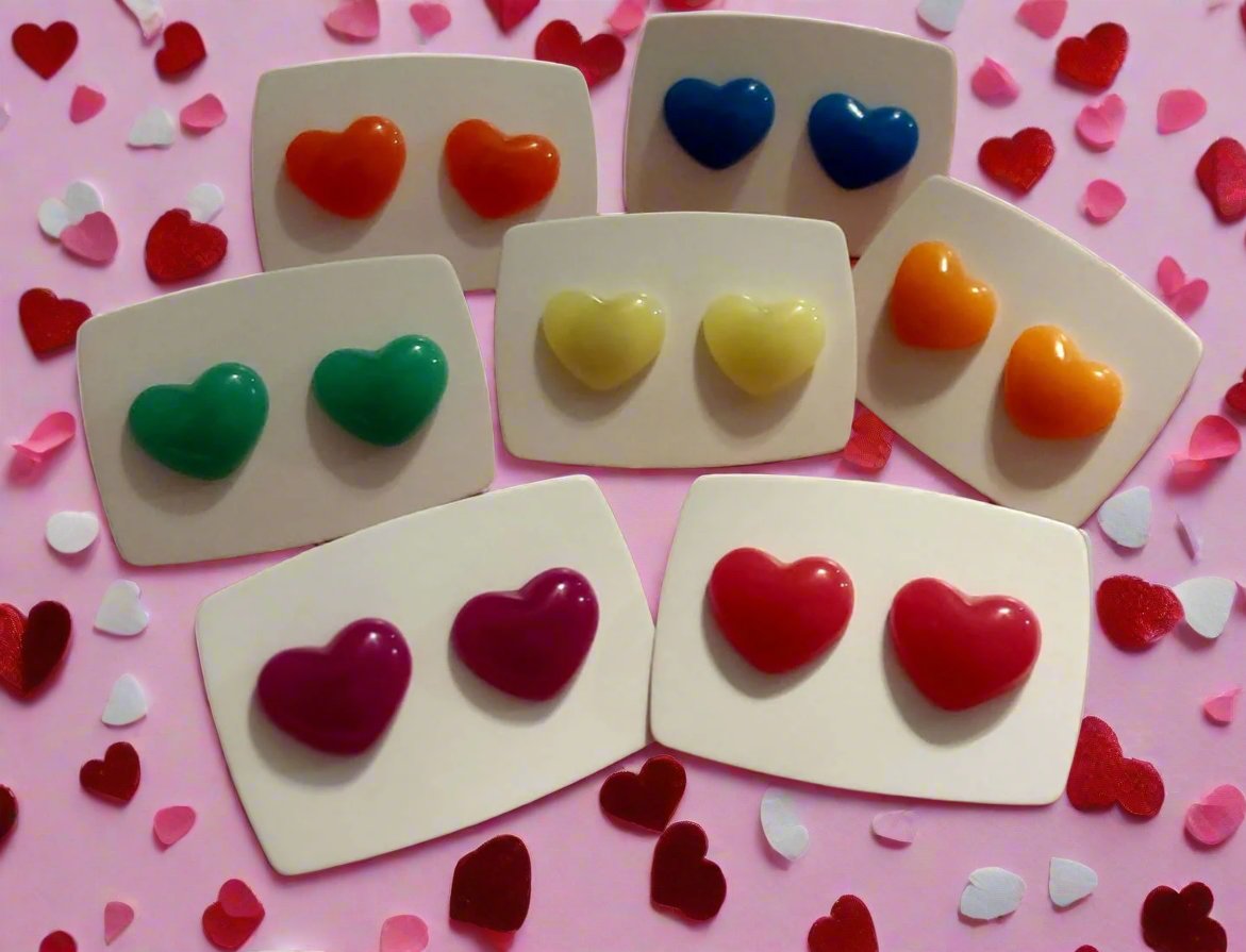 Fluorescent Heart Earrings (14mm)