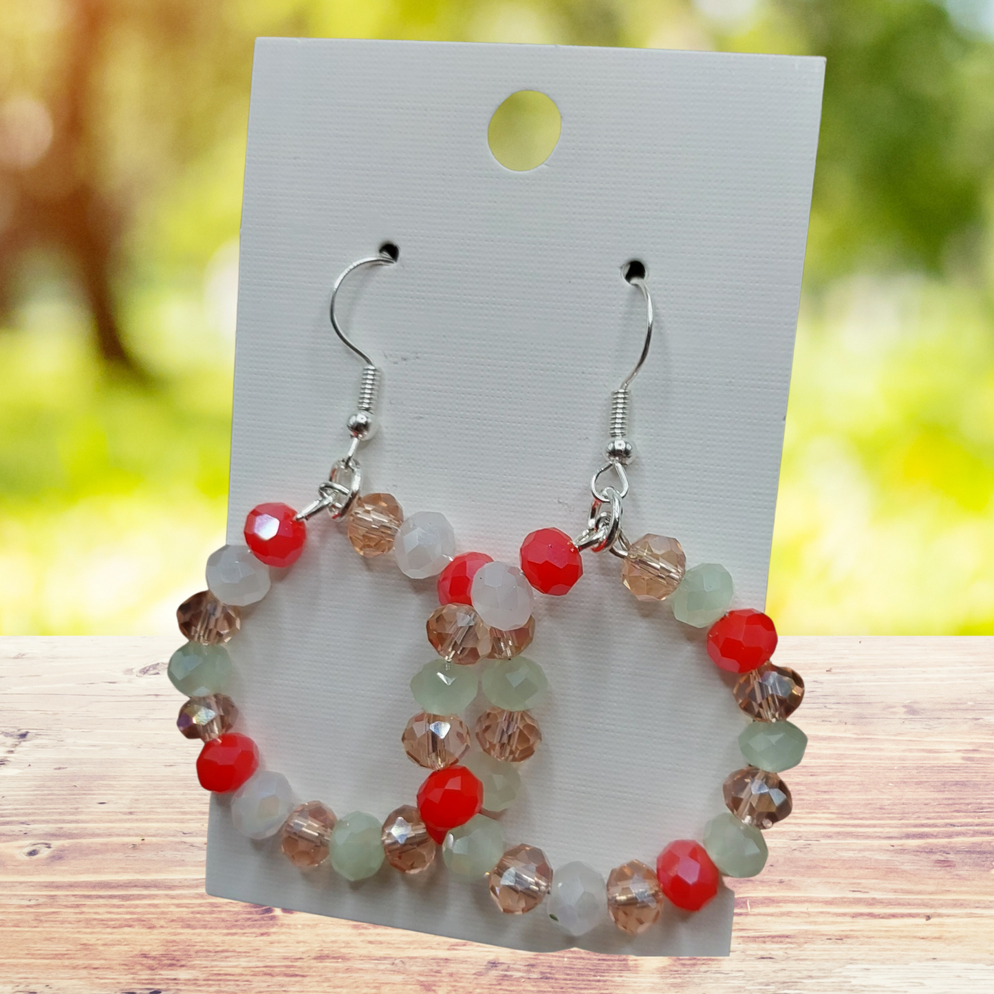 Glass Bead Hoop Dangle Earrings