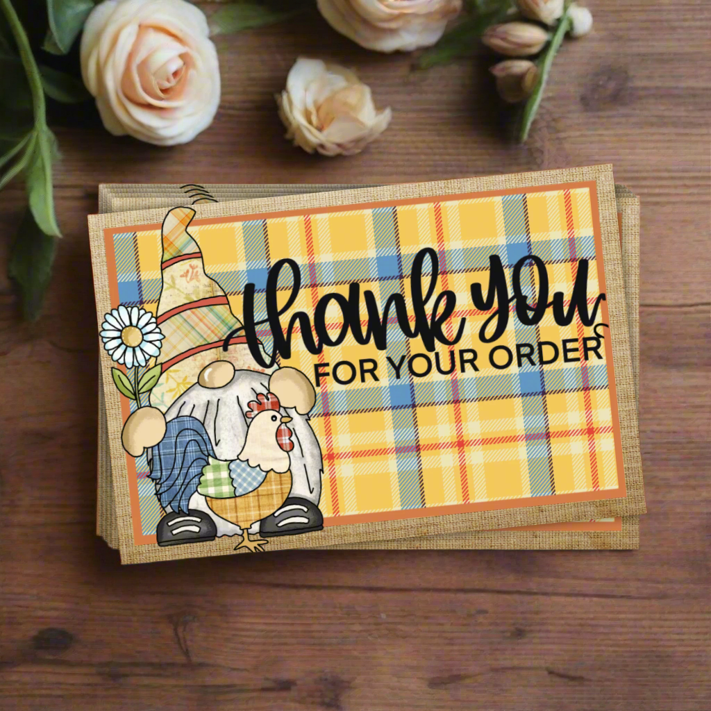 Gnome & Chicken - Thank You for Your Order Cards