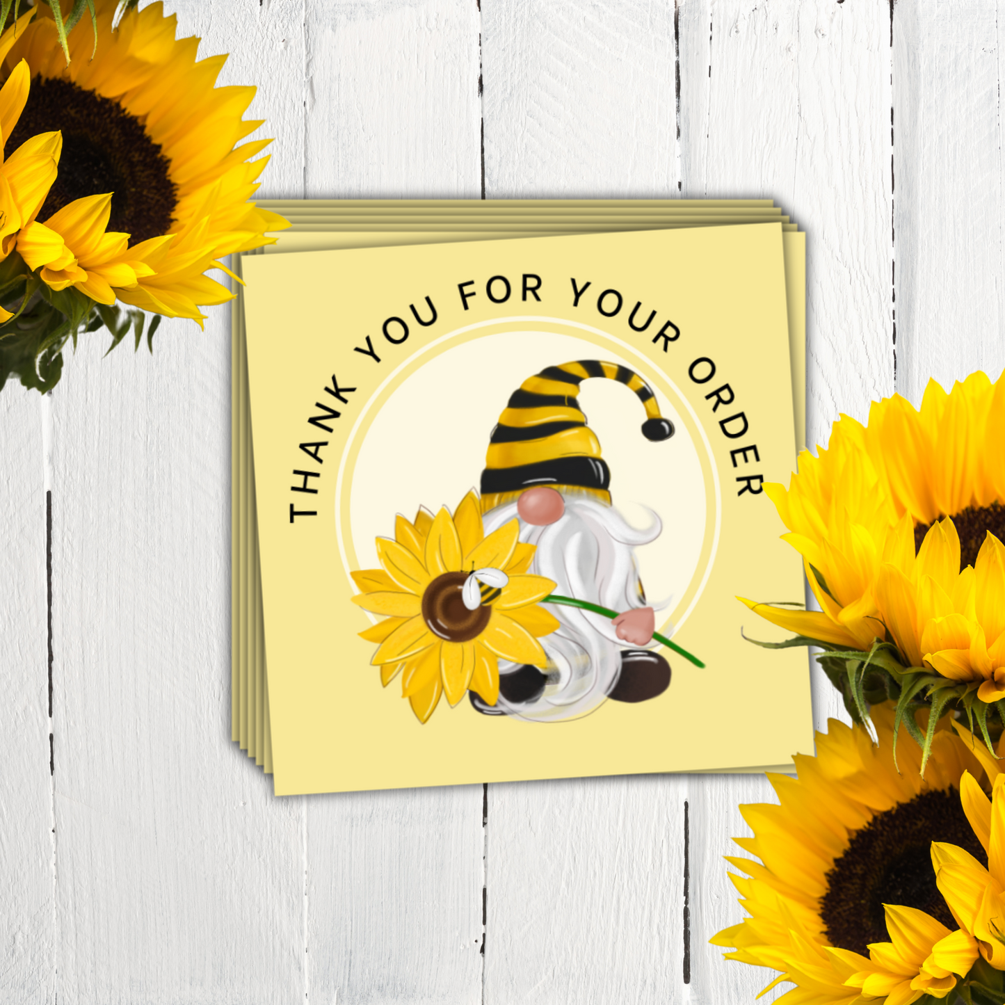 Gnome & Sunflower - Thank You for Your Order Cards