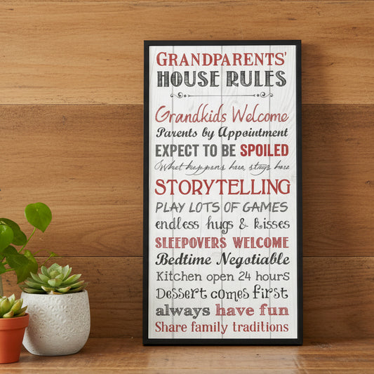 Grandparents House Rules Plaque