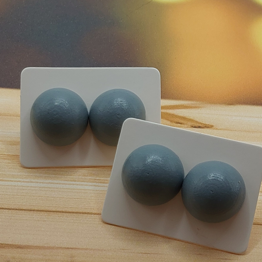 Gray Wood Stud Earrings (15mm)