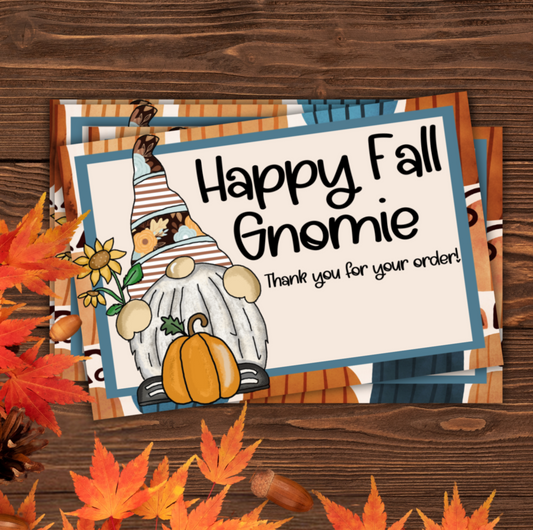 Happy Fall Gnomie - Thank You For Your Order Cards