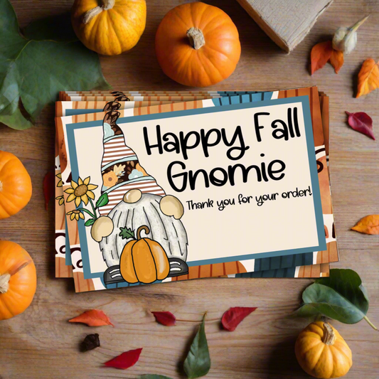 Happy Fall Gnomie - Thank You For Your Order Cards