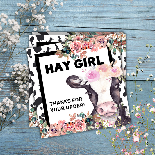 Hay Girl - Floral Cow - Thanks for Your Order Cards