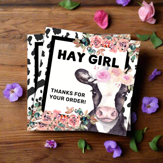 Hay Girl - Floral Cow - Thanks for Your Order Cards