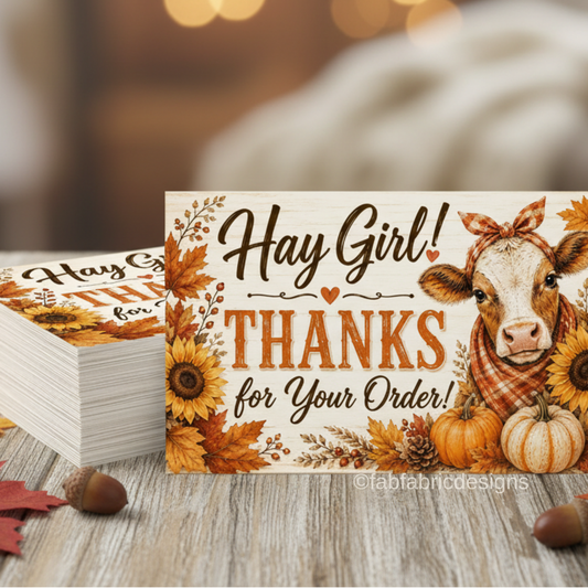 Hay Girl, Thanks for Your Order Fall Cards