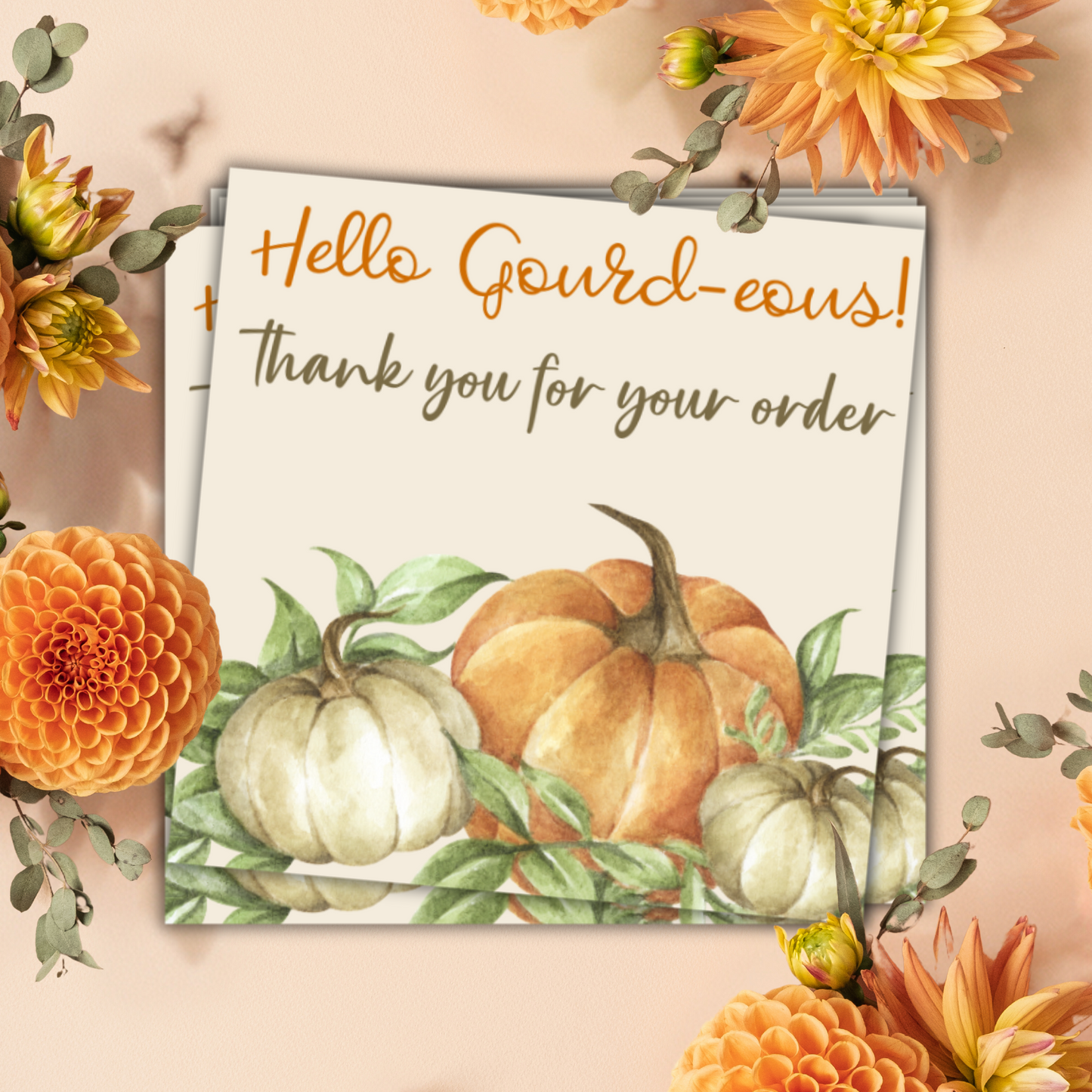 Hello Gord-eous Thank You for Your Order Pumpkin Cards